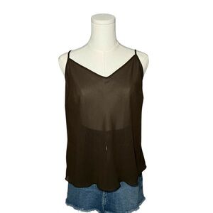 Bay Studio Brown Sheer Chiffon Cami Tank Top Size L